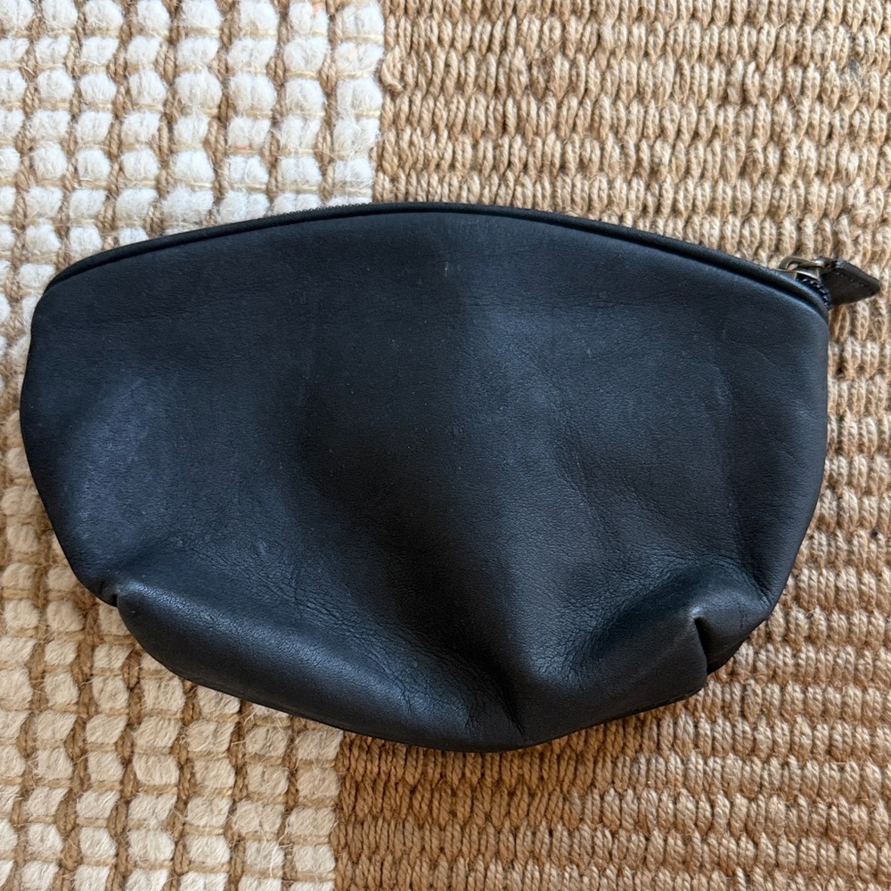 Black Leather Cosmetic Pouch - Unbranded